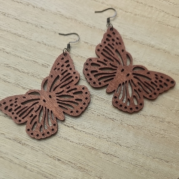 Handmade Brown Butterfly Earrings - Picture 1 of 1